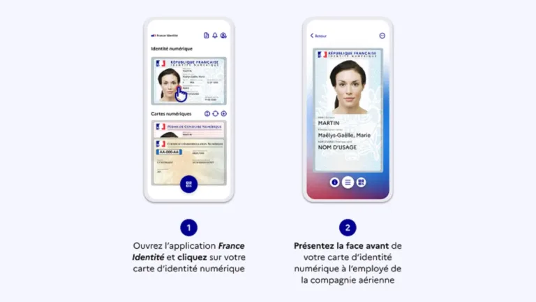 Application France Identité utilisée pour voyager en avion