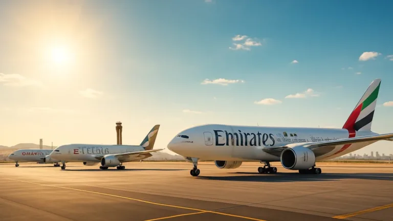 Avions de compagnies aériennes du Golfe sur un aéroport