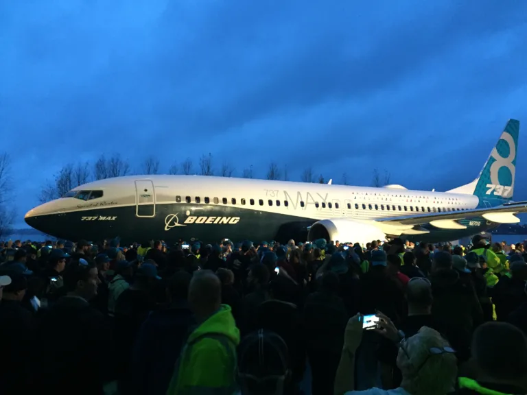 Boeing 737 MAX 8 in Boeing livery at Renton, archive