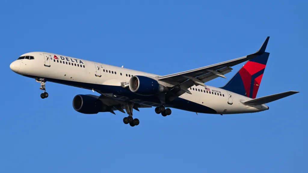 Delta Air Lines Boeing 757-200 N713TW arriving at Boston Logan Airport in December 2024, archive