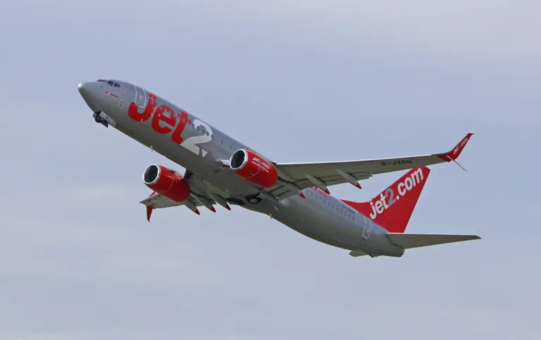 Jet2 Boeing 737-800 G-JZDG at Birmingham Airport in October 2025, archive photograph unrelated to flight LS1310