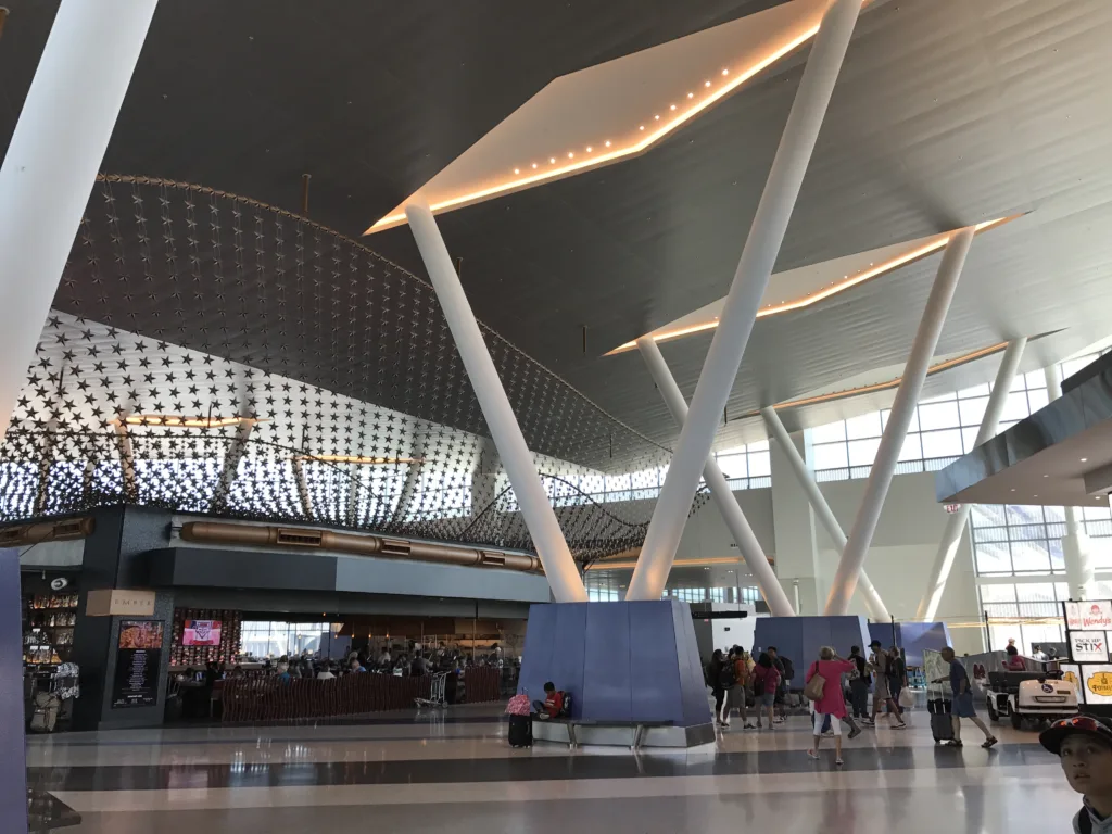 Interior of Terminal C North at George Bush Intercontinental Airport in Houston, June 2017; archive photograph, not the fire
