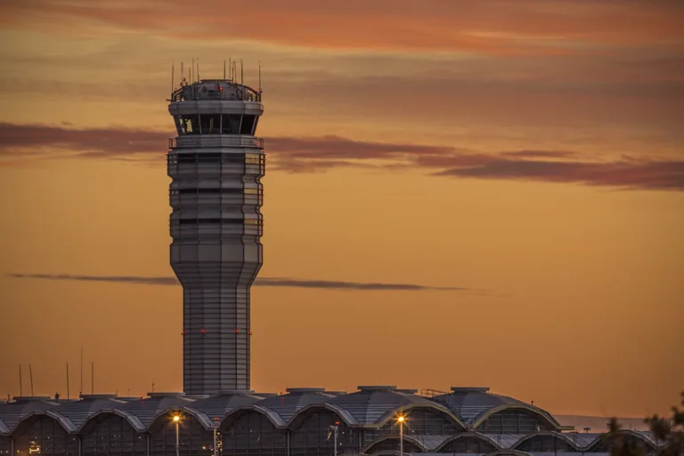 Control tower at Ronald Reagan Washington National Airport in the United States